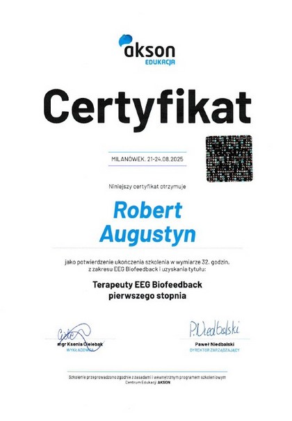 Terapeuta biofeedback EEG I stopnia